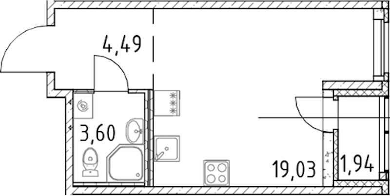 Квартира студия 27.12 м², 14/17 эт., ЖК «Город Первых»